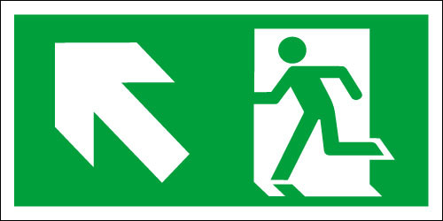 Fire Exit Sign - Running Man Up/Left