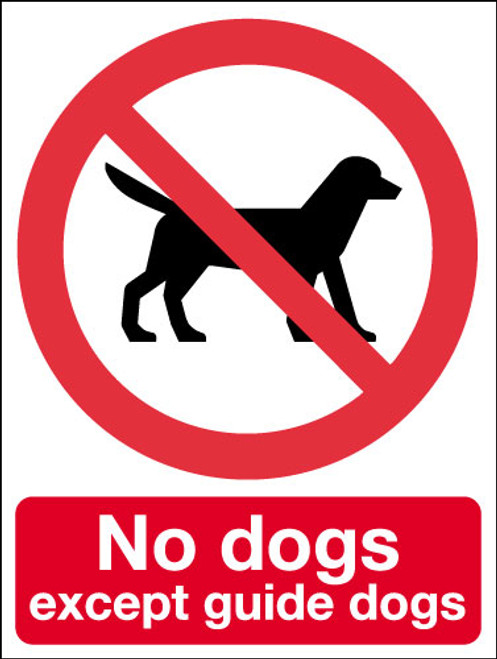 No dogs except guide dogs sign