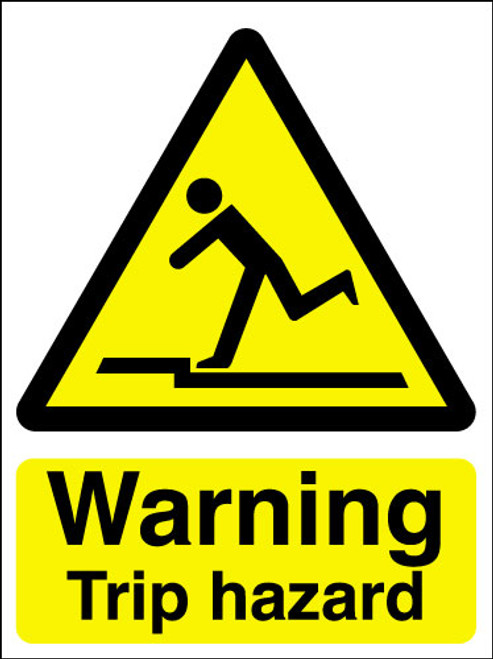 Warning trip hazard sign