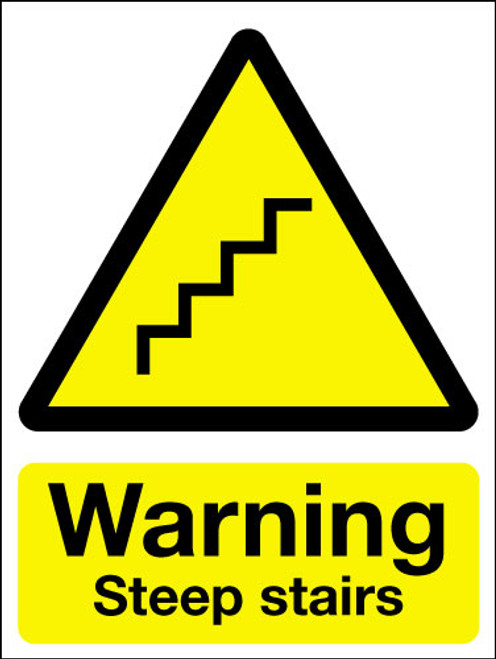 Warning steep stairs sign