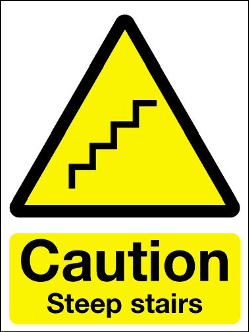 Caution steep stairs sign