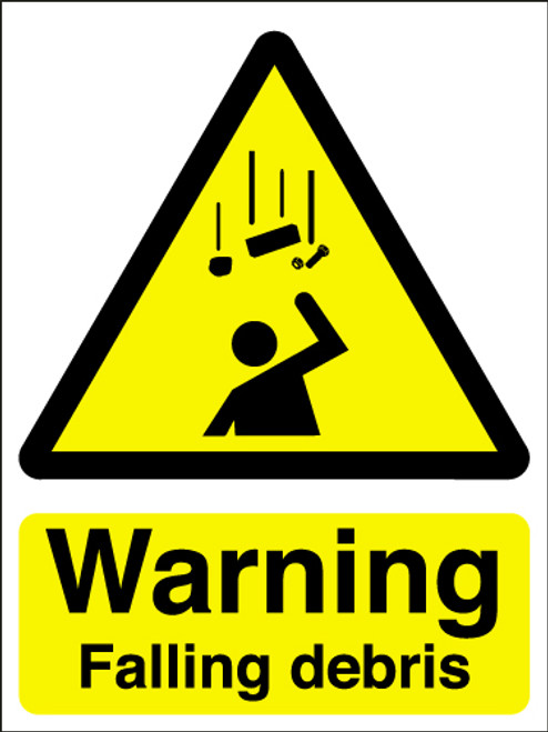 Warning falling debris sign