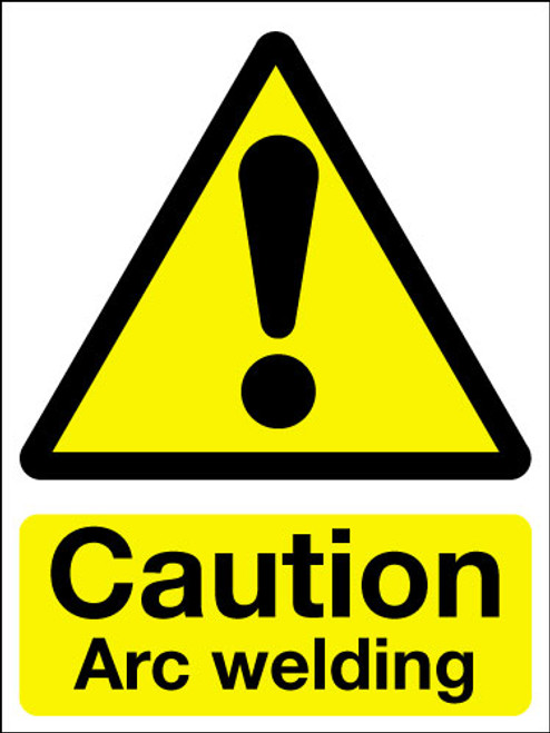 Caution arc welding adhesive sign