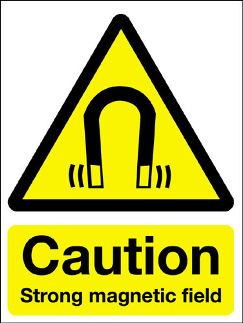 Caution strong magnetic field adhesive sign