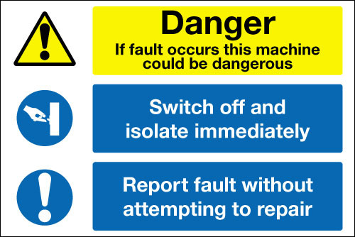 Danger machine fault muti message sign