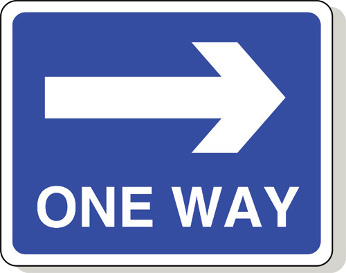 One way right aluminium road sign
