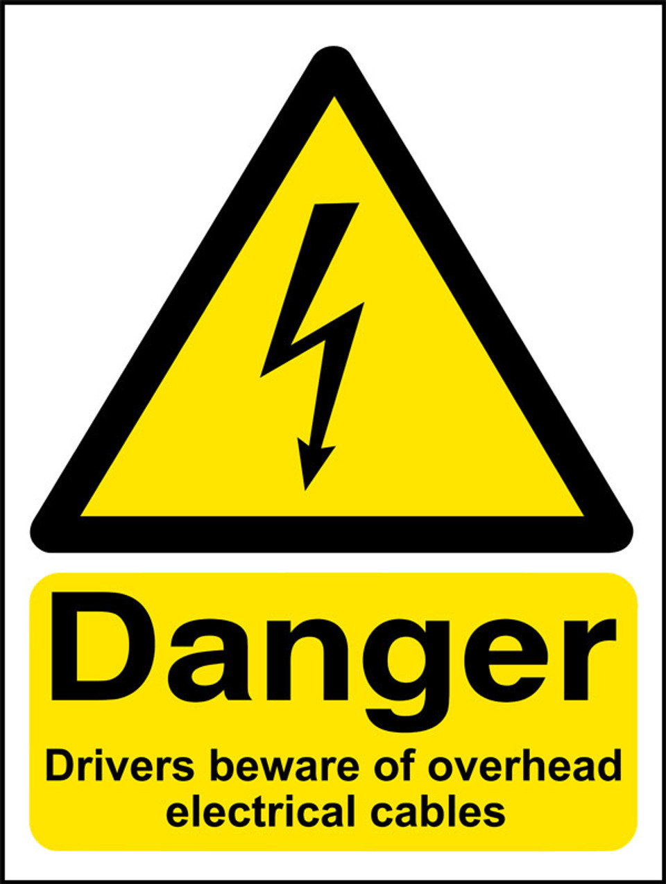 Danger Drivers Beware Of Overhead Electrical Cables Sign