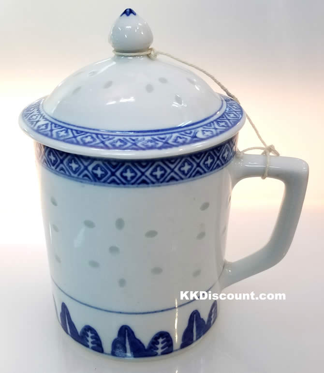 Rice Pattern Mug with Lid - K. K. Discount Store