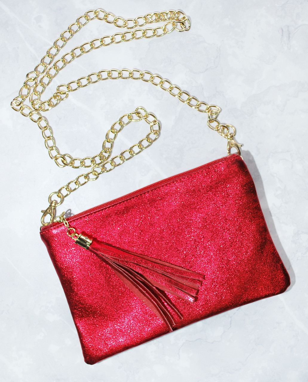 Red and gold sales clutch bag