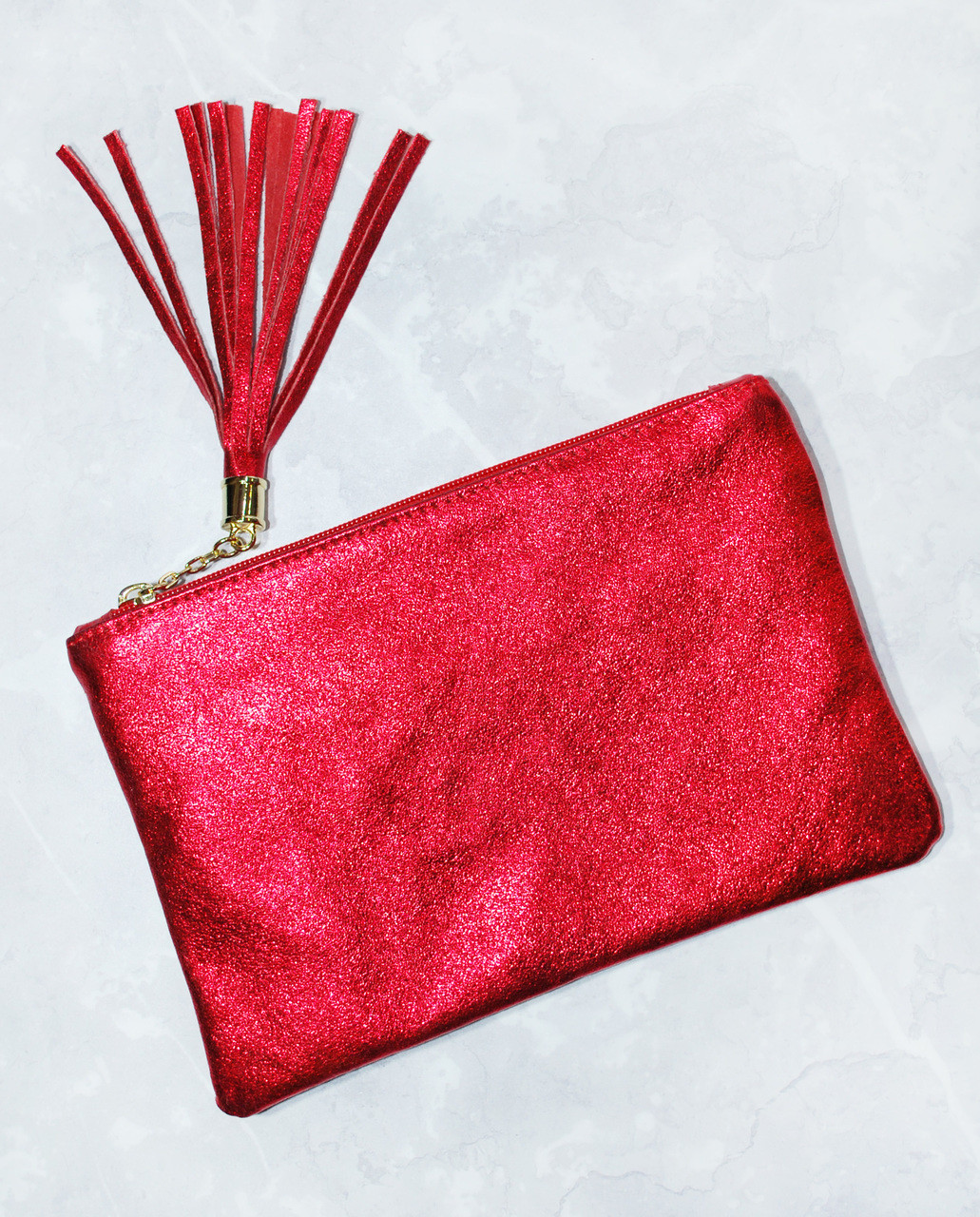 Red 2024 sequin clutch