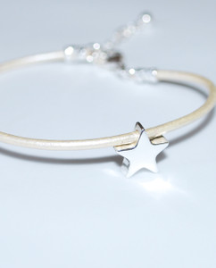Leather Stacking Bracelet with Silver Plated Star Charm Leather Stacking Bracelet with Silver Plated Star Charm