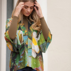 Waterlily Print Viscose Kimono Top by From My Mother's Garden Waterlily Print Viscose Kimono Top by From My Mother's Garden