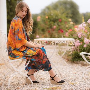 From My Mother's Garden Reflection Print Long Viscose Robe From My Mother's Garden Reflection Print Long Viscose Robe