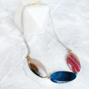 Bali Statement Necklace With Healing Agate Stones Bali Statement Necklace With Healing Agate Stones