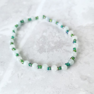 Ocean Dainty Bead Bracelet with Moonstone and Teal Blue Seed Beads Ocean Dainty Bead Bracelet with Moonstone and Teal Blue Seed Beads