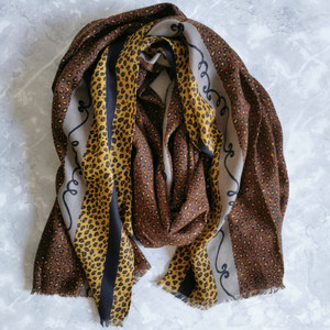 Cheetah Print Viscose Scarf Brown Cheetah Print Viscose Scarf Brown