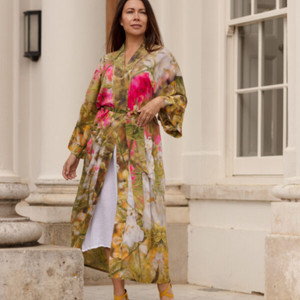 Delphinium Art Print Kimono Long Robe Delphinium Art Print Kimono Long Robe