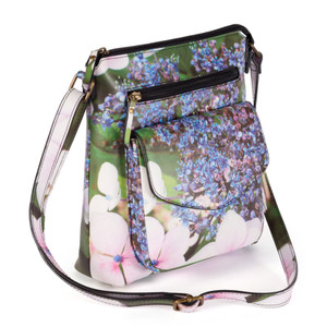 Crossbody Handbag With Electric Blue Floral Print Crossbody Handbag With Electric Blue Floral Print