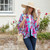 Magnolia Print Viscose Kimono Top Magnolia Print Viscose Kimono Top