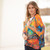 Reflection Print Viscose Kimono Top Orange-Blue Reflection Print Viscose Kimono Top Orange-Blue
