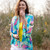 Aqua Neon Art Print Kimono Top Aqua Neon Art Print Kimono Top