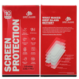 (10 Pack) Grip Glass - Tempered Glass Screen Protector for iPhone X / XS / 11 Pro