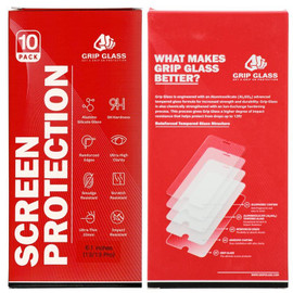 (10 Pack) Grip Glass - Tempered Glass Screen Protector for iPhone 13 / 13 Pro / 14 / 16e