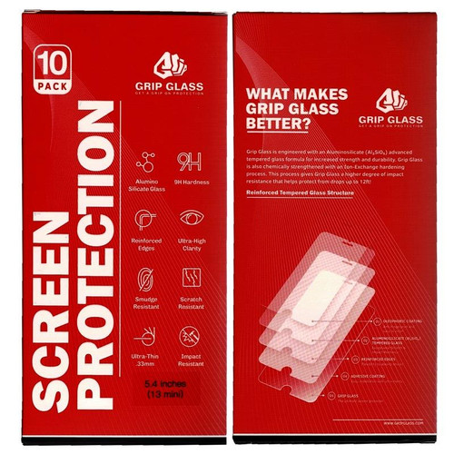 (10 Pack) Grip Glass - Tempered Glass Screen Protector for iPhone 13 Mini