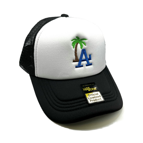 LA Palm Mesh Trucker Snapback (White/Black)