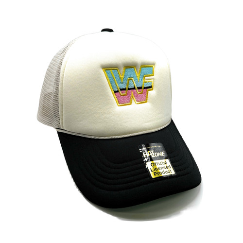 Retro 80s Wrestling Mesh Trucker Snapback (Beige/Black)