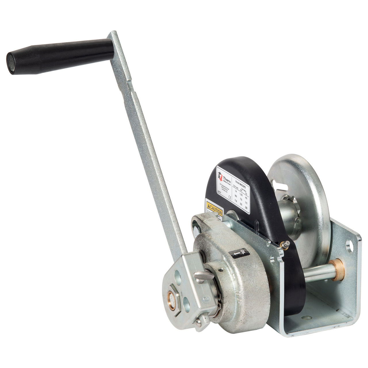 Thern M4022PB Spur Gear Hand Winch w/ Brake - 1000 lbs Lifting