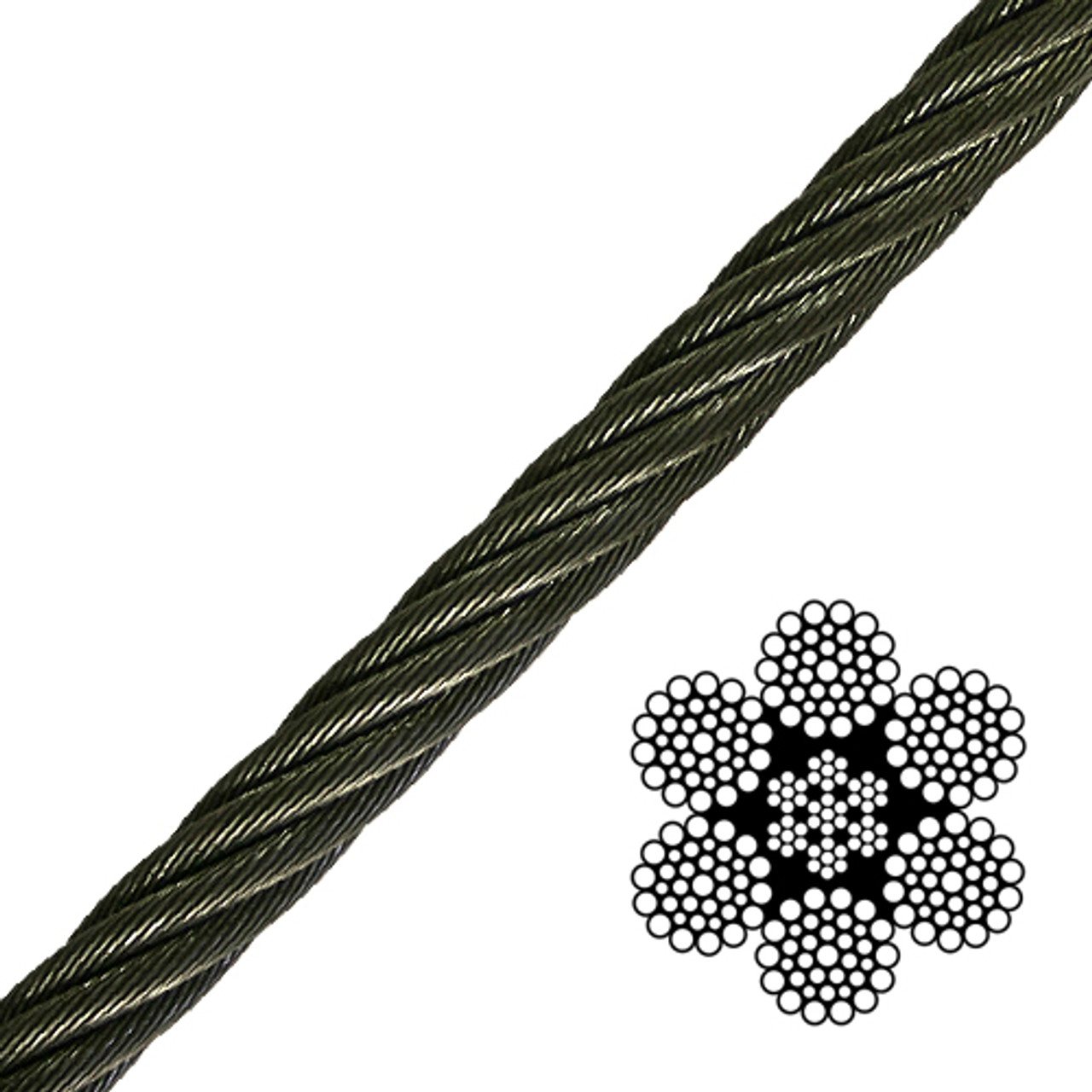 1-1/8 6x36 Class Wire Rope - 130000 lbs Breaking Strength