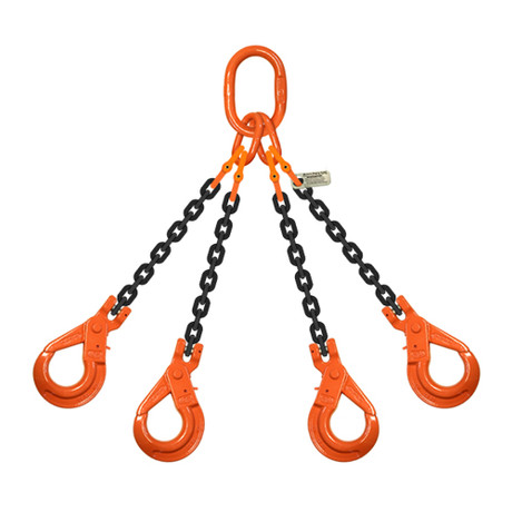 9/32" (1/4") x 20 ft Type QOBK 4-Leg Grade 100 Chain Sling - 11200 lbs WLL