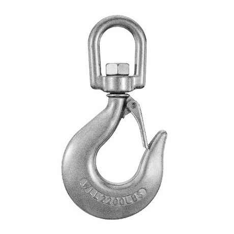 Suncor 6" 316 Stainless Steel Swivel Hook w/ Latch - 2200 lbs WLL