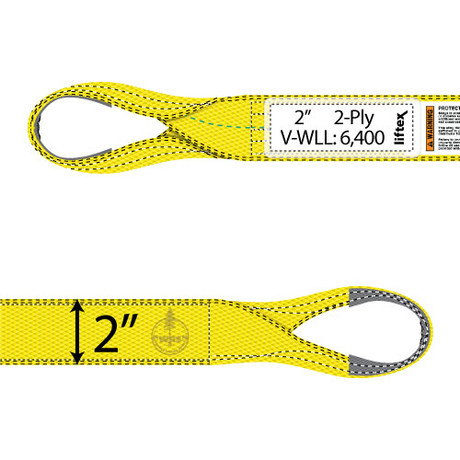 Liftex 2 Ply 2" x 20 ft Eye & Eye Type 4 Pro-Edge Web Sling - 6400 lbs WLL