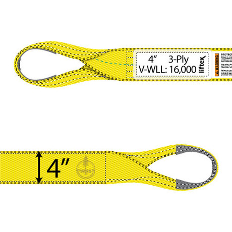 Liftex 3 Ply 4" x 6 ft Eye & Eye Type 4 Pro-Edge Web Sling - 16000 lbs WLL