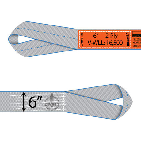 Lift-All 2 Ply 6" x 6 ft Eye & Eye Type 4 Tuff-Edge II Web Sling - 16500 lbs WLL