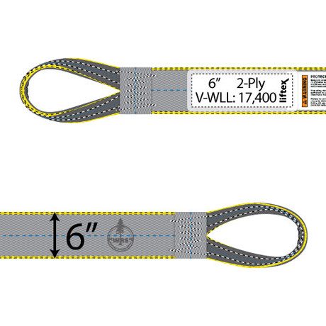 Liftex 2 Ply 6" x 6 ft Reverse Eye Pro-Edge Web Sling - 17400 lbs WLL