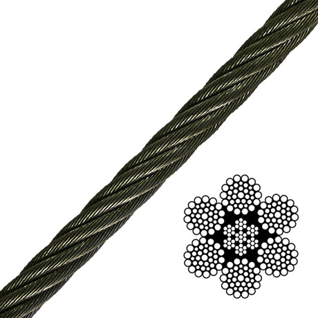 7/16" 6x36 Class Wire Rope - 20400 lbs Breaking Strength