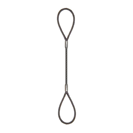 7/16" x 20 ft Single Leg Eye & Eye Wire Rope Sling - 3800 lbs WLL