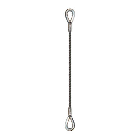 5/8" x 15 ft Single Leg Thimbled Eye Wire Rope Sling - 7800 lbs WLL