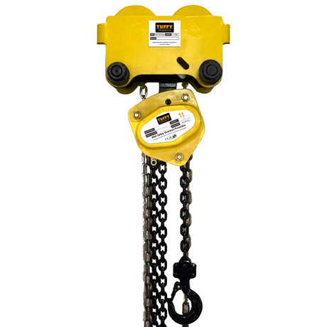 Tuffy CCHPT 1 Ton x 10 ft Low Headroom Hand Chain Hoist w/Plain Trolley - #TUF-CCHPT10-10