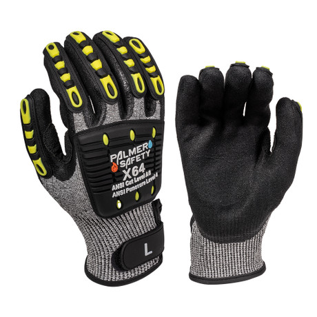 Palmer Safety X64 Cut & Impact-Resistant Glove | Hi-Vis Yellow & Grey/Black