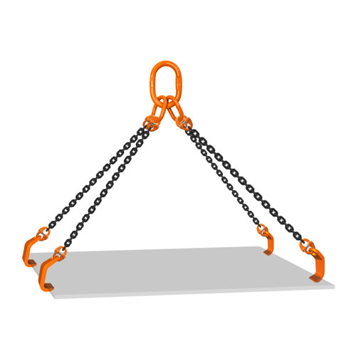9/32" (1/4") x 10 ft Type QOBW 4-Leg Grade 100 Chain Sling - 11200 lbs WLL