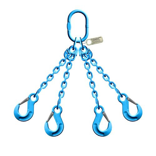 Pewag 3/8" x 10 ft Type QOS 4-Leg Grade 120 Chain Sling - 27500 lbs WLL