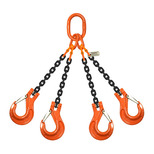 5/16" x 15 ft Type QOS 4-Leg Grade 100 Chain Sling - 14800 lbs WLL