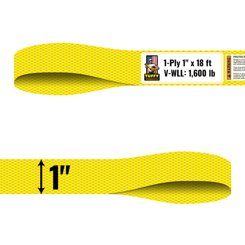 Tuffy 1 Ply 1" x 18 ft Eye & Eye Type 3 Web Sling - 1600 lbs WLL