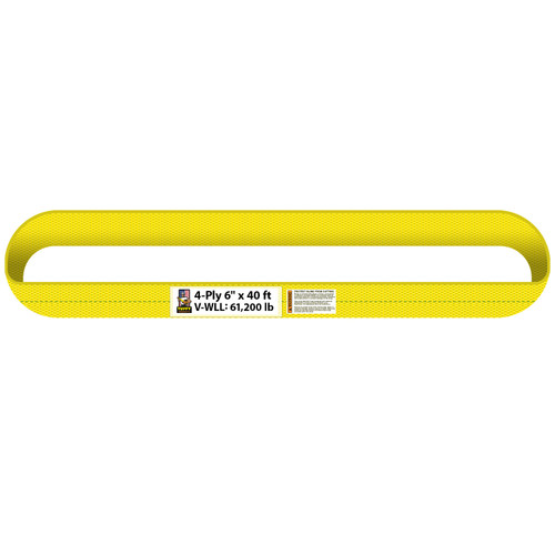 6" width x 40' reach x 4 PLY Flat Endless Synthetic Web Sling by Tuffy