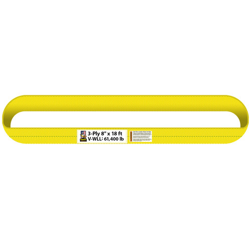 8" width x 18' reach x 3 PLY Flat Endless Synthetic Web Sling by Tuffy