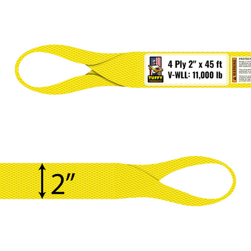 2" width x 45' reach x 4 Ply Twisted Eye & Eye Synthetic Web Sling by Tuffy